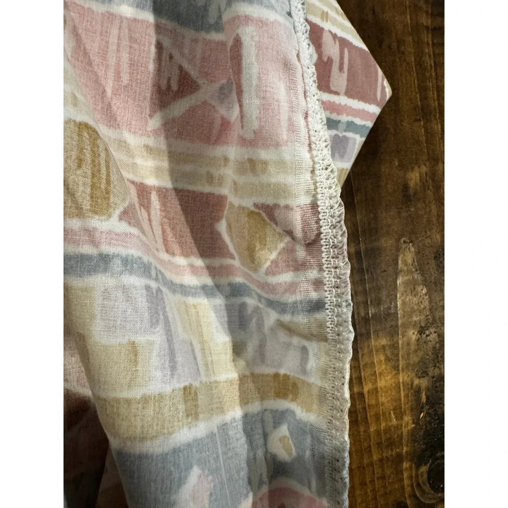 Lady Pepperell Sheet Set Full Pink Blue 90s Southwest Geometric Percale 3pc